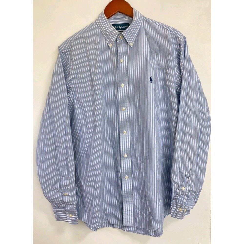 Polo Ralph Lauren Dress Shirt Mens 16.5 34/35 Custom Fit Striped Long Sleeve